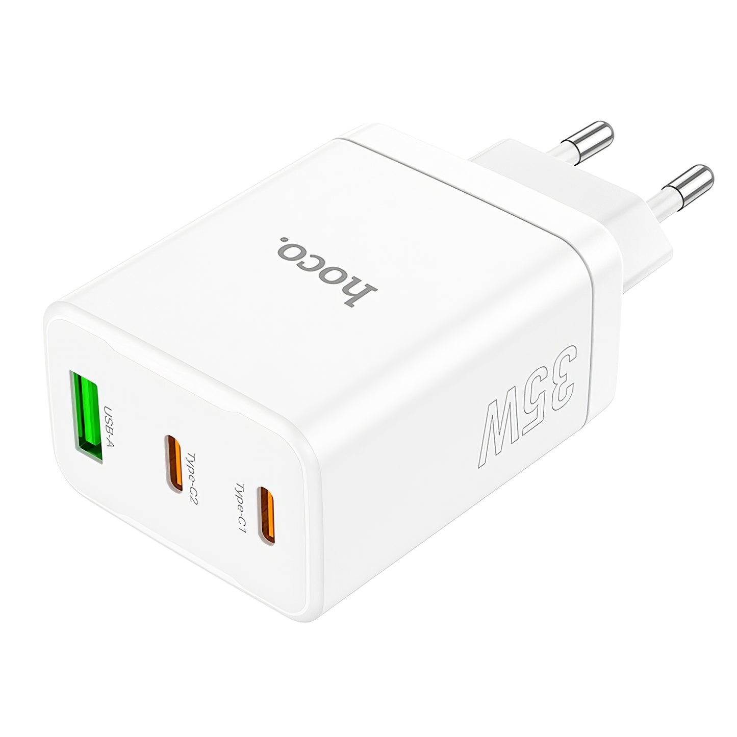 Ładowarka sieciowa HOCO N33, 35W, 3A, 1 x USB-A - 2 x USB-C, biała 