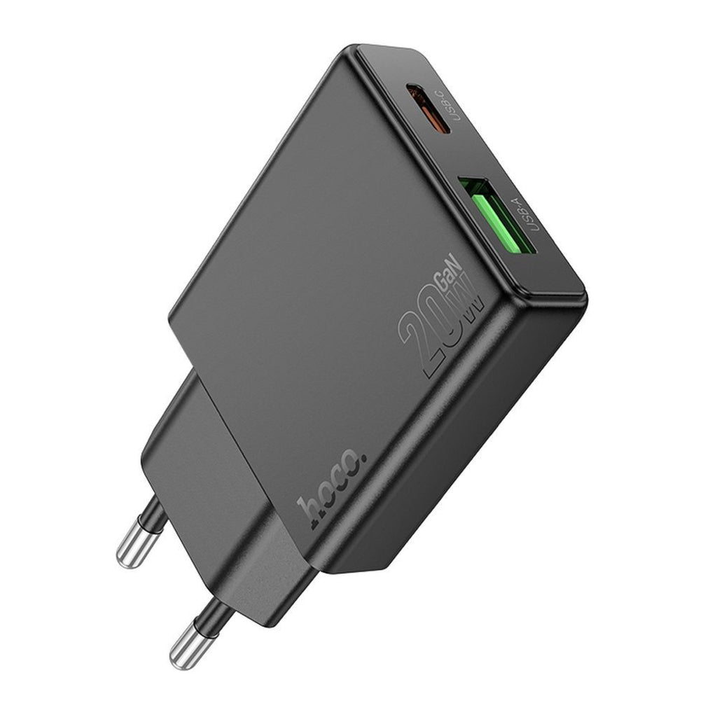 Ładowarka sieciowa HOCO N38, 20W, 3A, 1 x USB-A - 1 x USB-C, Czarny