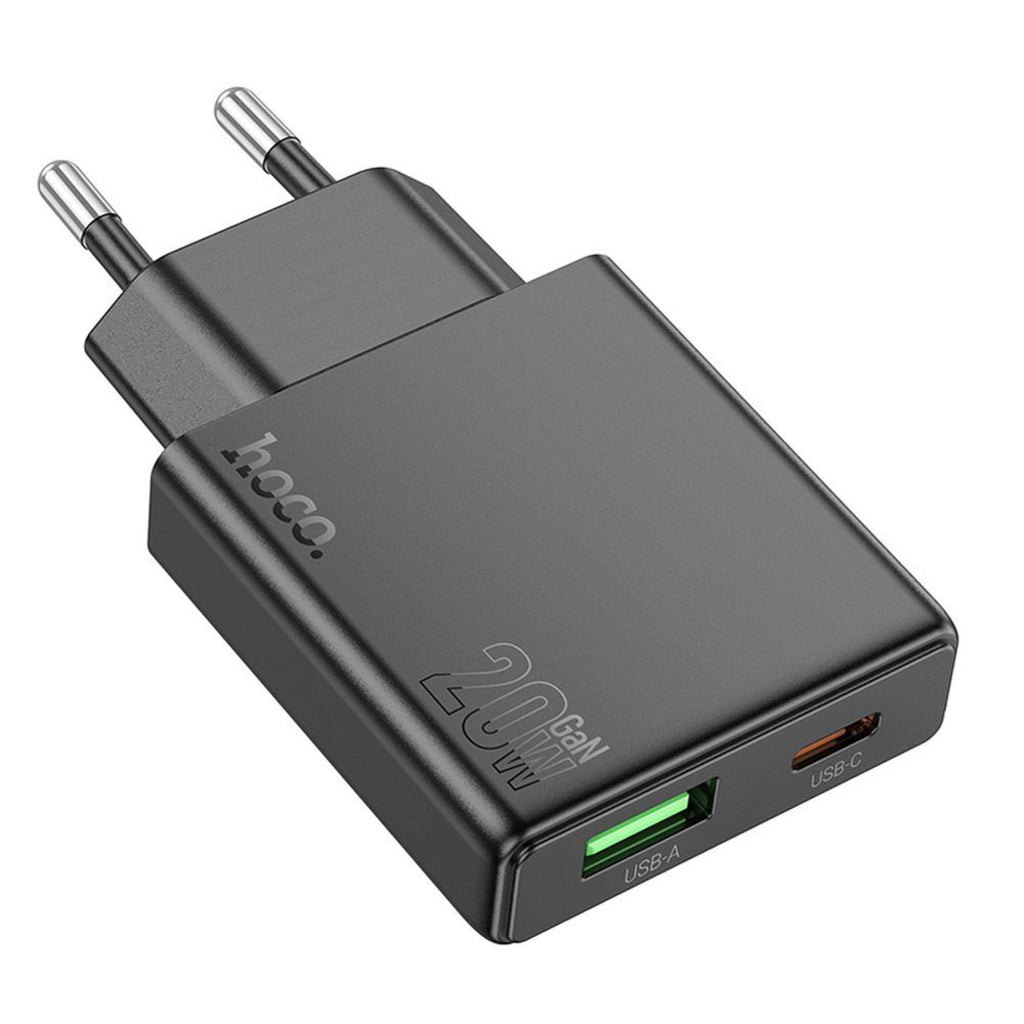 Ładowarka sieciowa HOCO N38, 20W, 3A, 1 x USB-A - 1 x USB-C, Czarny