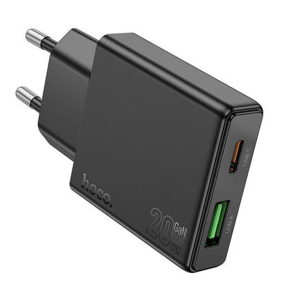 Ładowarka sieciowa HOCO N38, 20W, 3A, 1 x USB-A - 1 x USB-C, Czarny