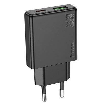 Ładowarka sieciowa HOCO N38, 20W, 3A, 1 x USB-A - 1 x USB-C, Czarny