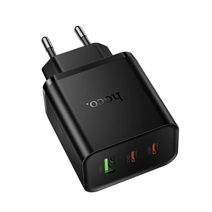 Ładowarka sieciowa HOCO N75, 65W, 3A, 1 x USB-A - 2 x USB-C, Czarny