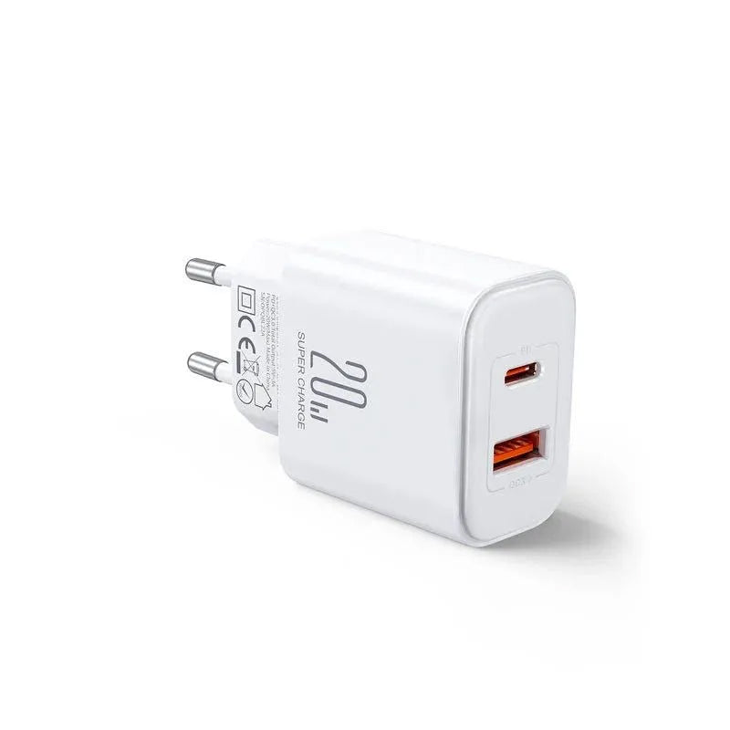 Ładowarka sieciowa Joyroom JR-TCF05, 20W, 3A, 1 x USB-A - 1 x USB-C, Biała