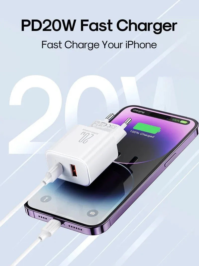 Ładowarka sieciowa Joyroom JR-TCF05, 20W, 3A, 1 x USB-A - 1 x USB-C, Biała