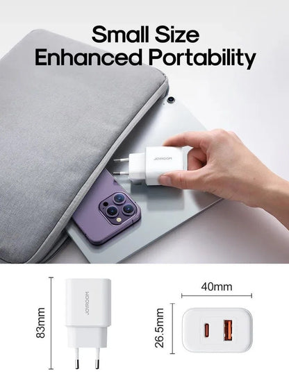 Ładowarka sieciowa Joyroom JR-TCF05, 20W, 3A, 1 x USB-A - 1 x USB-C, Biała
