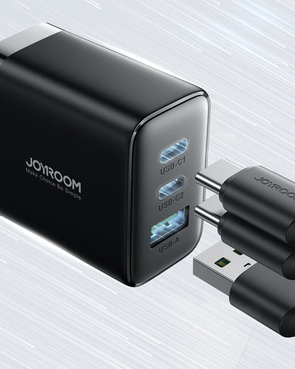 Ładowarka sieciowa Joyroom JR-TCF10, 32W, 3A, 1 x USB-A - 2 x USB-C, czarna 