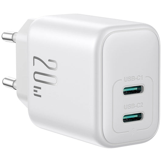 Ładowarka sieciowa Joyroom JR-TCF12, 20W, 3A, 2 x USB-C, Biała