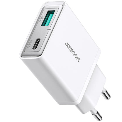 Ładowarka sieciowa Joyroom JR-TCF14, 20W, 3A, 1 x USB-A - 1 x USB-C, biała 