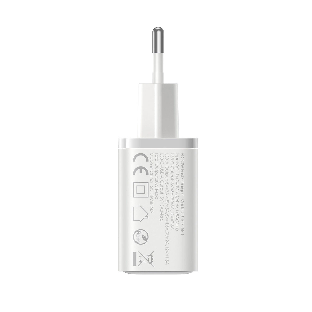 Ładowarka sieciowa Joyroom JR-TCF15, 30W, 5A, 1 x USB-A - 1 x USB-C, Biała