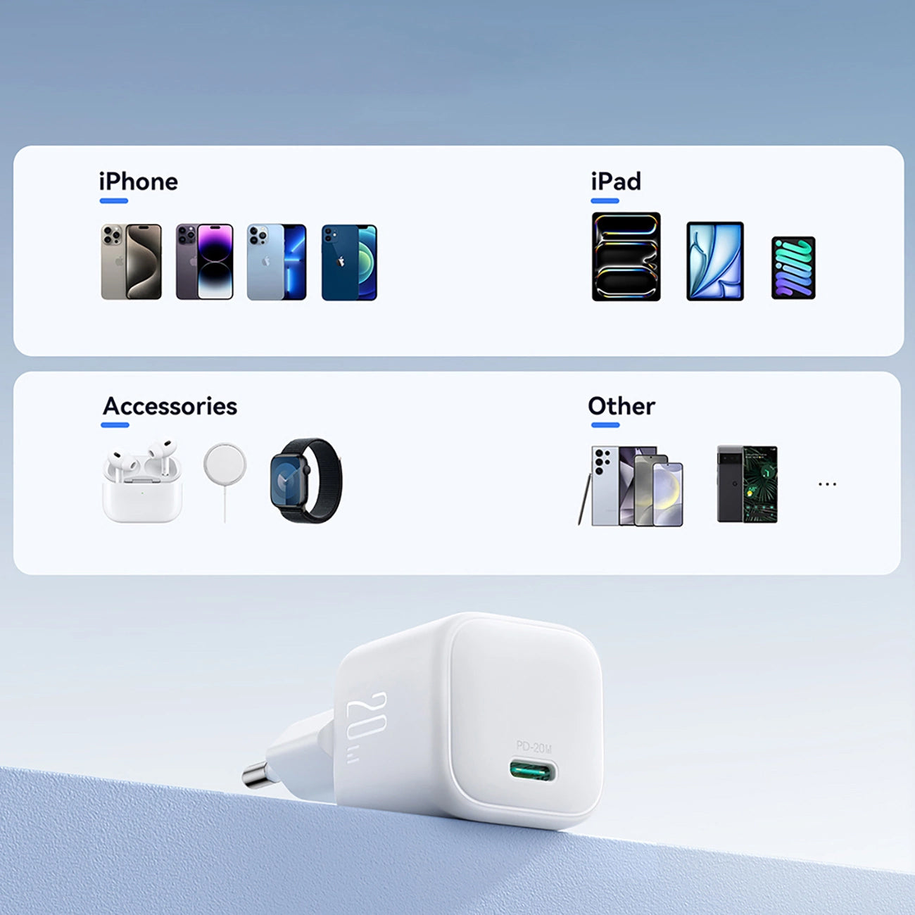 Joyroom JR-TCG08 Network Charger, 20W, 3A, 1 x USB-C, White