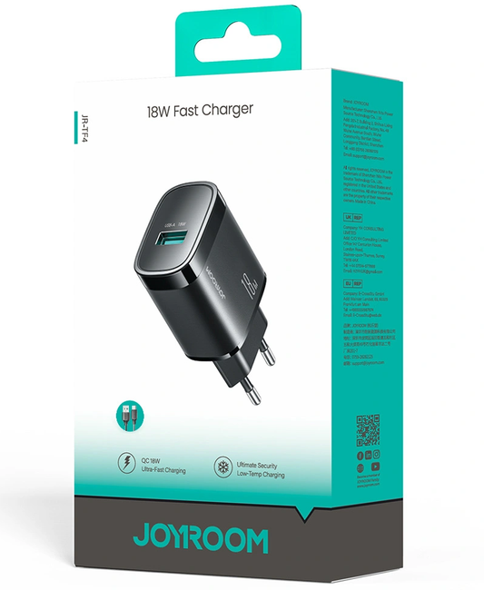 Ładowarka sieciowa Joyroom JR-TF4, 18W, 3A, 1 x USB-A, Czarny