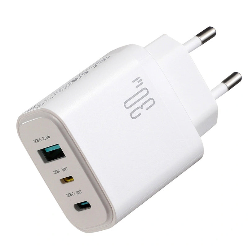 Joyroom JR-TG6 Network Charger, 30W, 3A, 1 x Lightning - 1 x USB-A - 1 x USB-C, White
