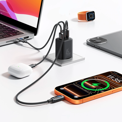 Ładowarka sieciowa Joyroom JR-TO1, 45W, 3A, 1 x Lightning - 1 x USB-A - 1 x USB-C, Czarny