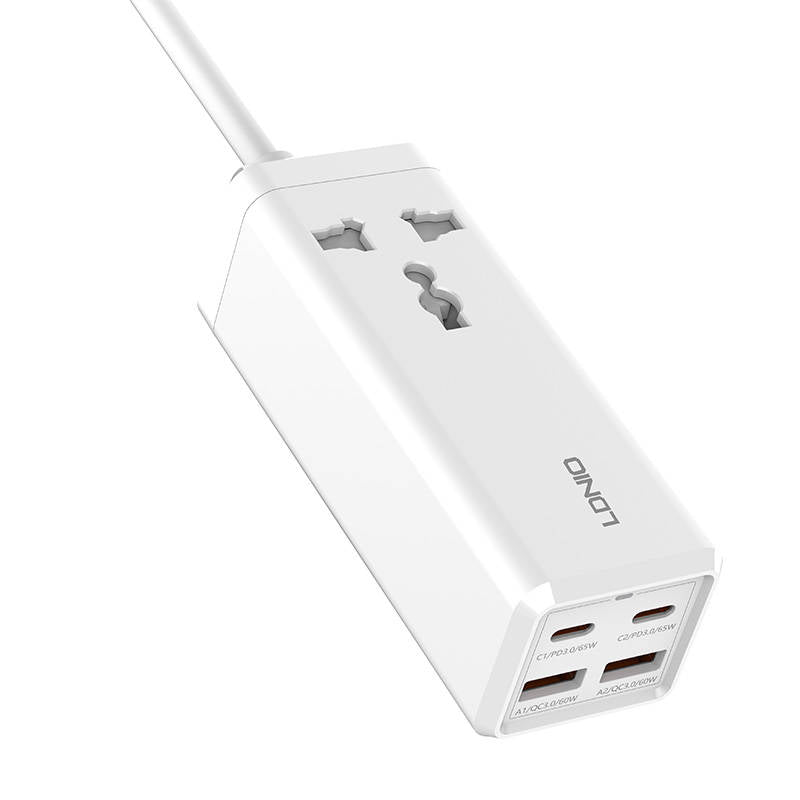 Ładowarka sieciowa Ldnio SC1418, 2500W, 5A, 1 x wtyczka - 2 x USB-A - 2 x USB-C, biała