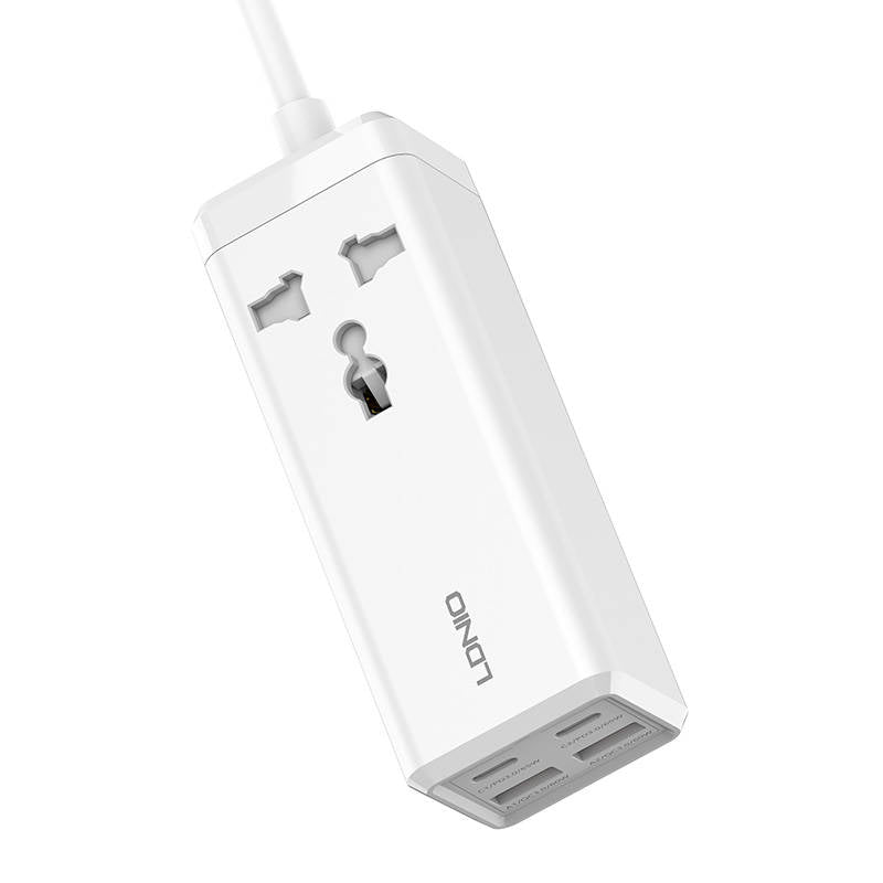 Ładowarka sieciowa Ldnio SC1418, 2500W, 5A, 1 x wtyczka - 2 x USB-A - 2 x USB-C, biała