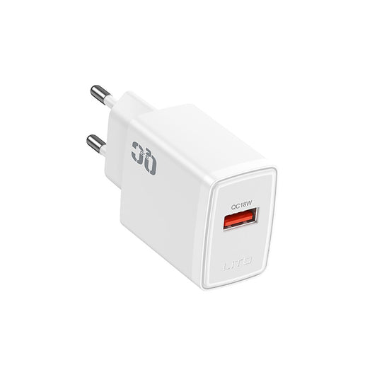 Ładowarka sieciowa Lito LC08, 18W, 3A, 1 x USB-A, Biała