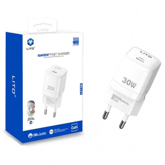 Ładowarka sieciowa Lito LC11, 30W, 3A, 1 x USB-C, Biała