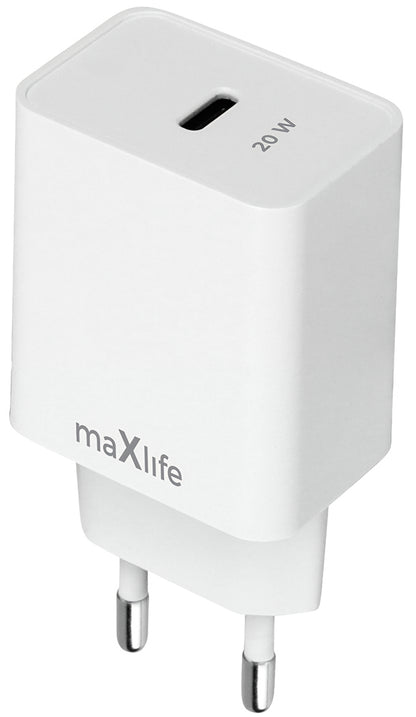 Ładowarka sieciowa MaXlife MXTC-13-20C, 20W, 3A, 1 x USB-C, Biała