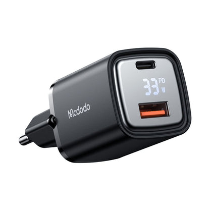 McDodo CH-1701 Graphite Display Network Charger, 33W, 3A, 1 x USB-A - 1 x USB-C, Black