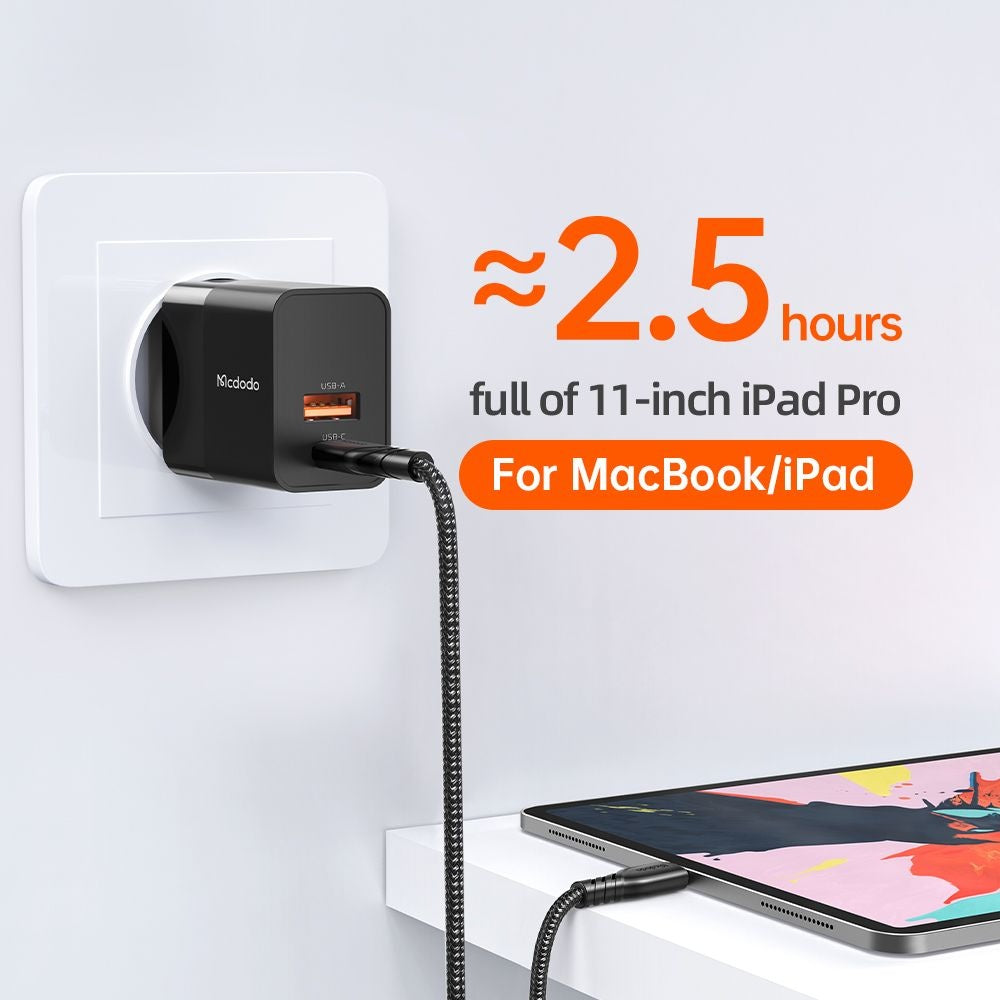 Ładowarka sieciowa McDodo CH-1951 Hydrogen, 20W, 3A, 1 x USB-A - 1 x USB-C, Czarny