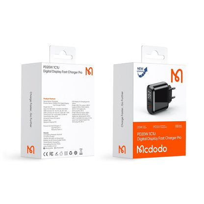 Ładowarka sieciowa McDodo CH-7170 Chocolate Display, 20W, 3A, 1 x USB-A - 1 x USB-C, Czarny