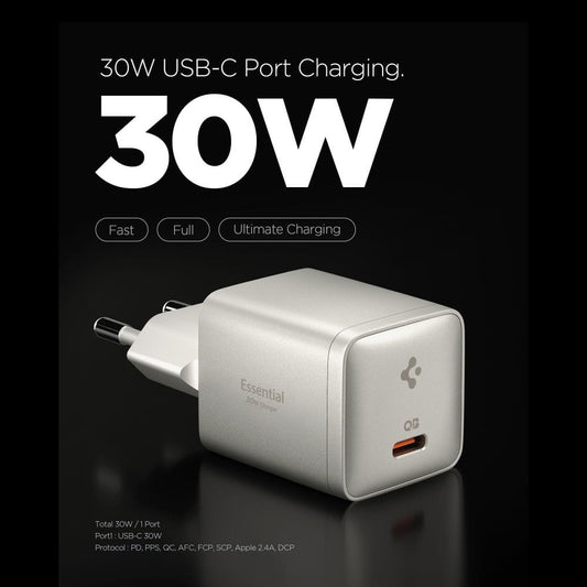 Ładowarka sieciowa Spigen EE301EU Essential, 30W, 3A, 1 x USB-C, Szary tytan ACH10448