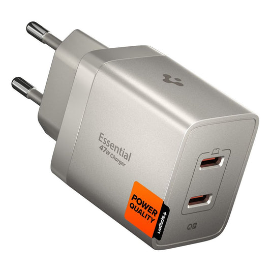 Ładowarka sieciowa Spigen EE472EU Essential, 47W, 3A, 2 x USB-C, Szary tytan ACH10451