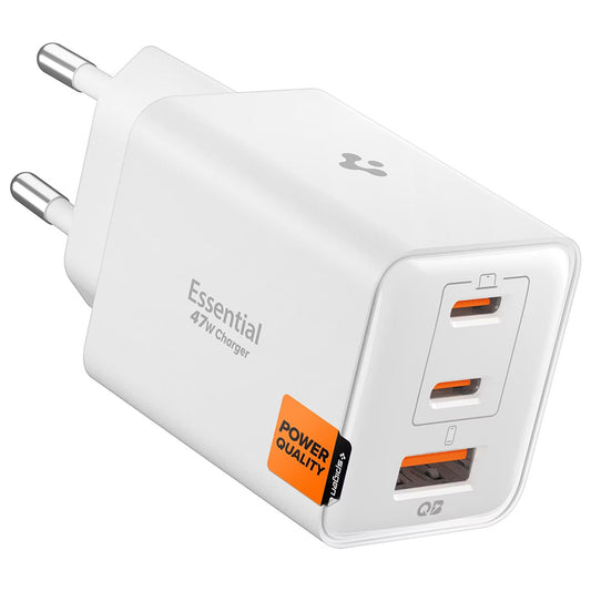 Ładowarka sieciowa Spigen EE473EU Essential, 47W, 3A, 1 x USB-A - 2 x USB-C, Biała ACH09464