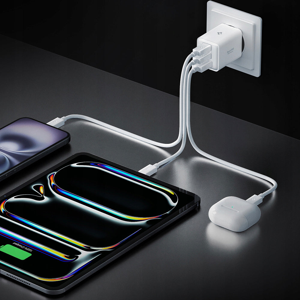Ładowarka sieciowa Spigen EE473EU Essential, 47W, 3A, 1 x USB-A - 2 x USB-C, Biała ACH09464