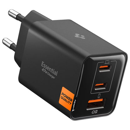 Ładowarka sieciowa Spigen EE473EU Essential, 47W, 3A, 1 x USB-A - 2 x USB-C, Czarny ACH09465