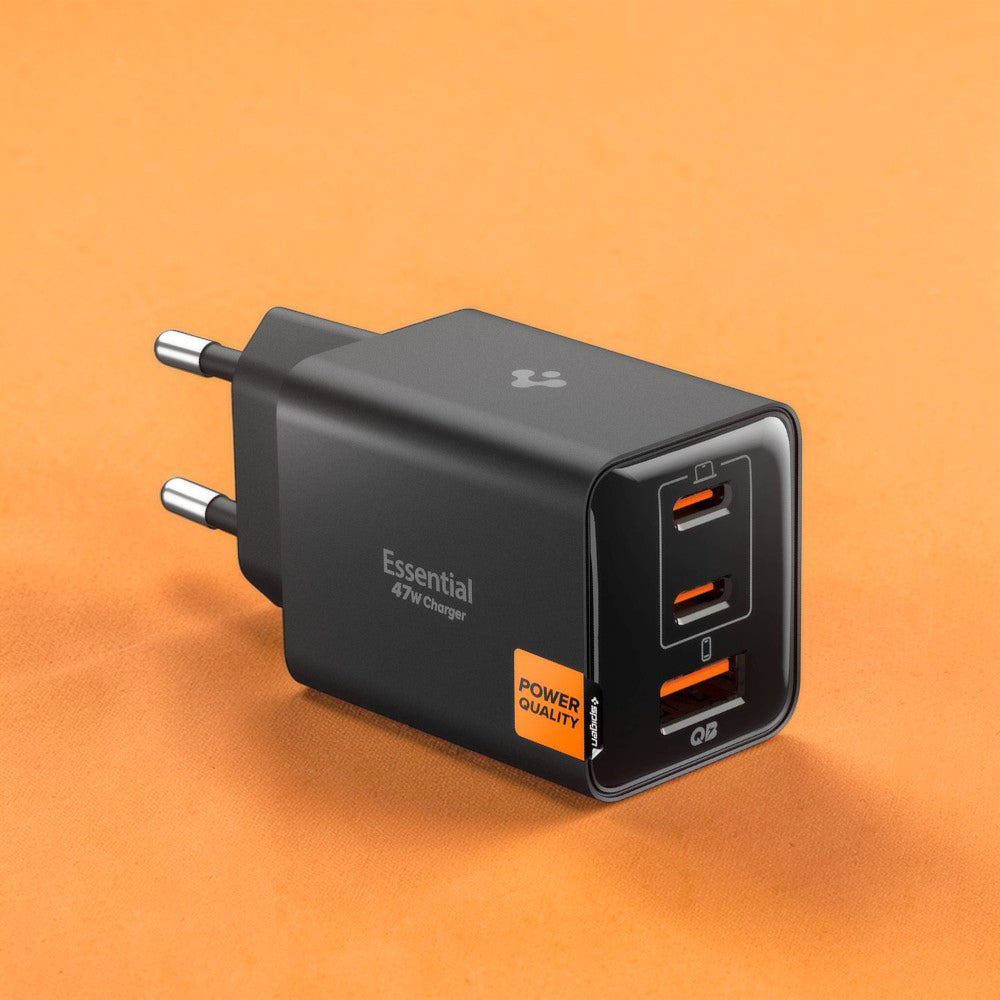 Ładowarka sieciowa Spigen EE473EU Essential, 47W, 3A, 1 x USB-A - 2 x USB-C, Czarny ACH09465