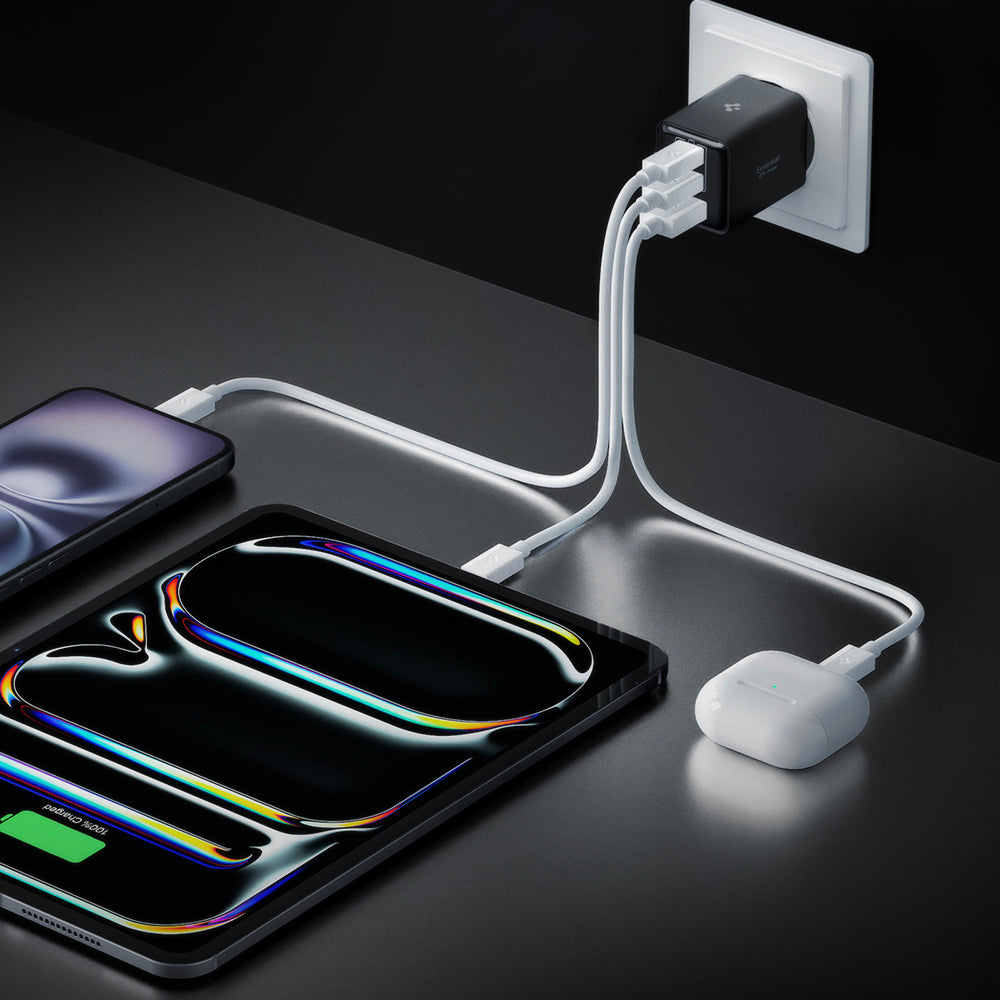 Ładowarka sieciowa Spigen EE473EU Essential, 47W, 3A, 1 x USB-A - 2 x USB-C, Czarny ACH09465