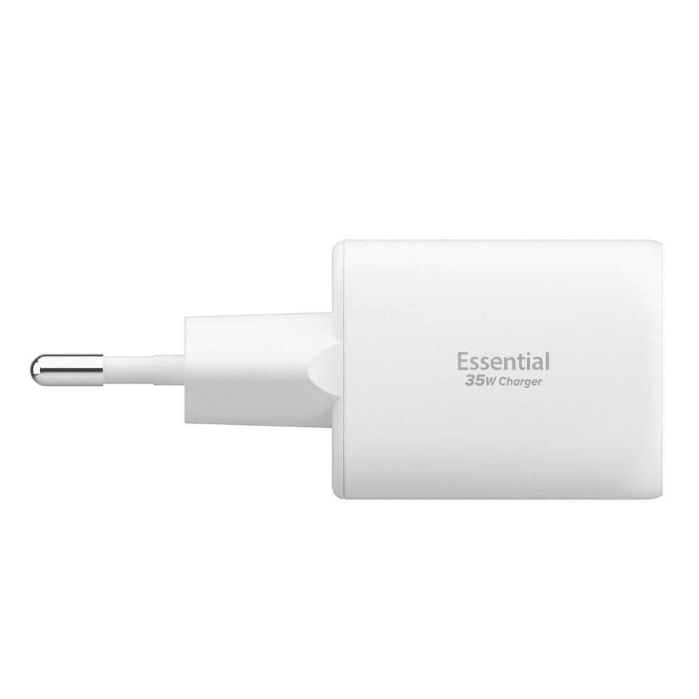 Ładowarka sieciowa Spigen Essential, 35W, 3A, 1 x USB-A - 1 x USB-C, Biała