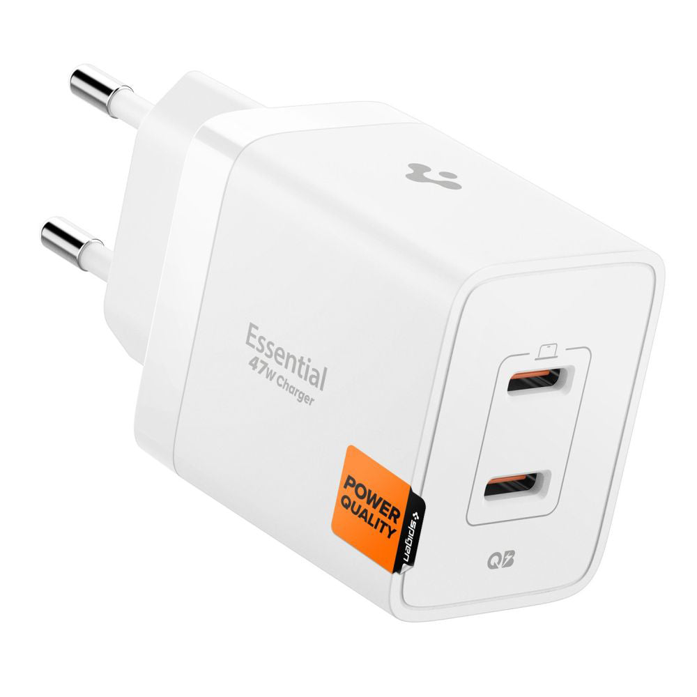 Ładowarka sieciowa Spigen Essential, 47W, 3A, 2 x USB-C, Biała