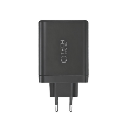 Ładowarka sieciowa Tech-Protect NC120W-GAN, 120W, 5A, 1 x USB-A - 3 x USB-C, Czarny