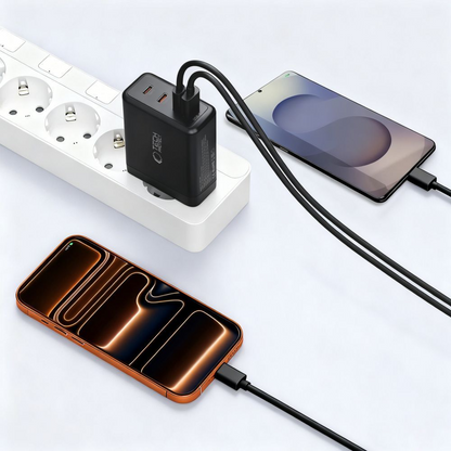 Ładowarka sieciowa Tech-Protect NC120W-GAN, 120W, 5A, 1 x USB-A - 3 x USB-C, Czarny