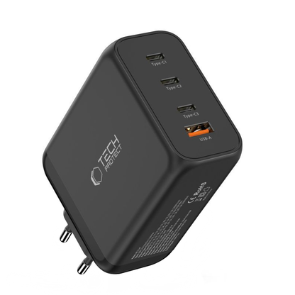 Tech-Protect NC200W-GAN Network Charger, 200W, 5A, 1 x USB-A - 3 x USB-C, Black