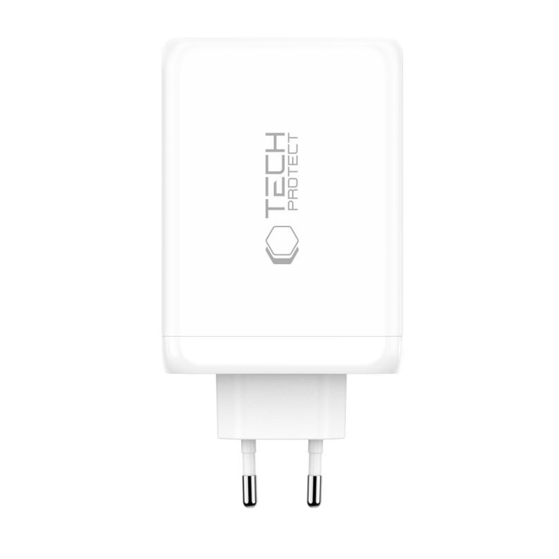 Ładowarka sieciowa Tech-Protect NC240W-GAN, 240W, 5A, 1 x USB-A - 3 x USB-C, Biała