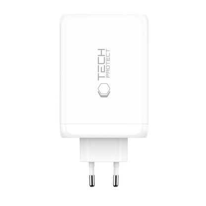 Ładowarka sieciowa Tech-Protect NC240W-GAN, 240W, 5A, 1 x USB-A - 3 x USB-C, Biała