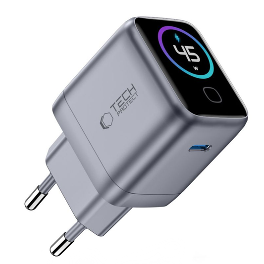Ładowarka sieciowa Tech-Protect NC45W Display, 45W, 3A, 1 x USB-C, Szara