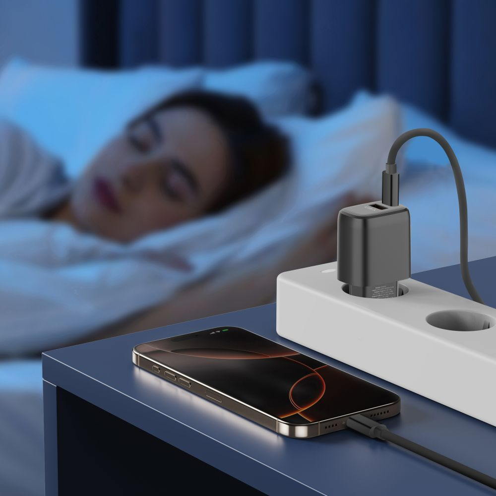 Tech-Protect NCA45W Network Charger, 45W, 3A, 1 x USB-A - 1 x USB-C, Black