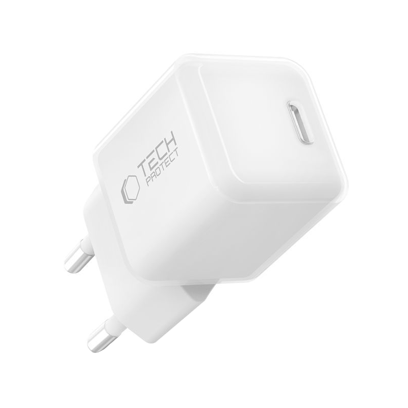 Ładowarka sieciowa Tech-Protect NCM25, 25W, 3A, 1 x USB-C, Biała