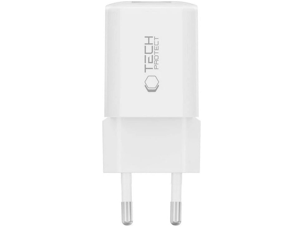 Ładowarka sieciowa Tech-Protect NCM33W, 33W, 3A, 1 x USB-A - 1 x USB-C, Biała