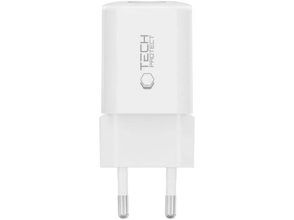 Ładowarka sieciowa Tech-Protect NCM33W, 33W, 3A, 1 x USB-A - 1 x USB-C, Biała