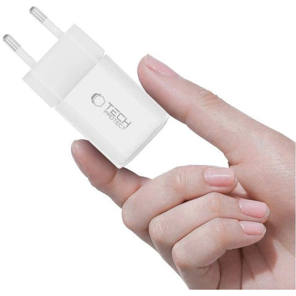 Ładowarka sieciowa Tech-Protect NCM33W, 33W, 3A, 1 x USB-A - 1 x USB-C, Biała