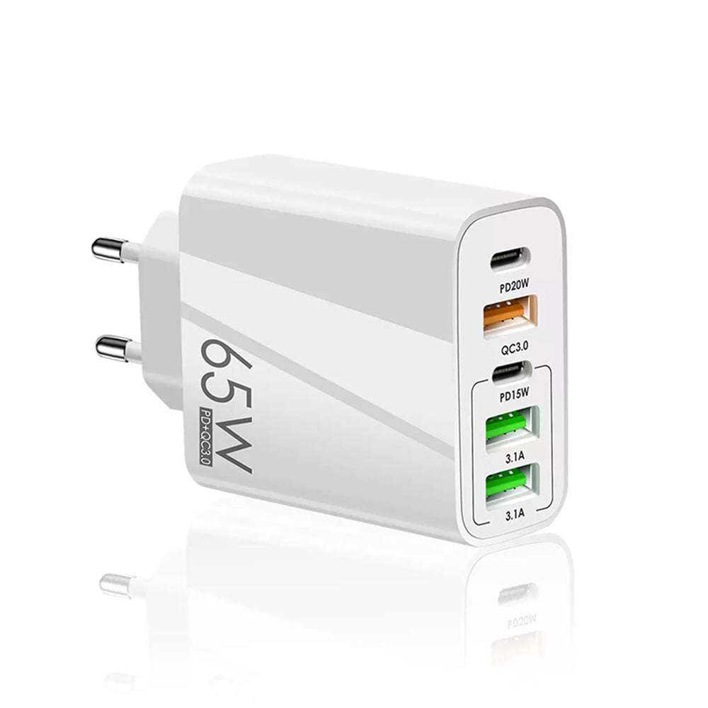 Ładowarka sieciowa Techsuit CHC2 PentaXPower, 20W, 3A, 3 x USB-A - 2 x USB-C, Biała