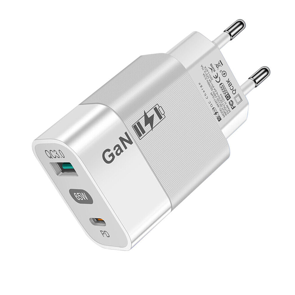 Ładowarka sieciowa Techsuit CHPD131, 65W, 3.25A, 1 x USB-A - 1 x USB-C, Biała