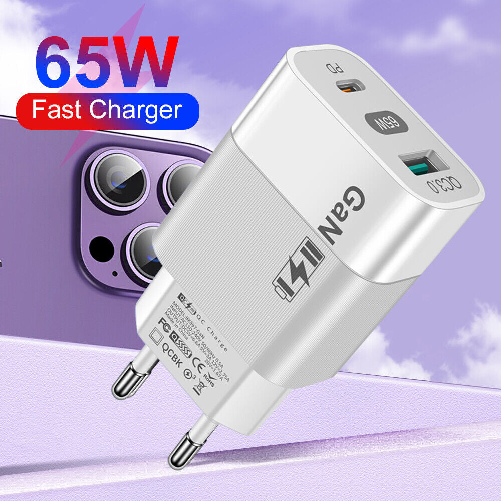Ładowarka sieciowa Techsuit CHPD131, 65W, 3.25A, 1 x USB-A - 1 x USB-C, Biała