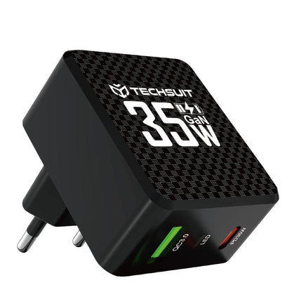 Techsuit CHPD173 Tiny Network Charger, 35W, 3A, 1 x USB-A - 1 x USB-C, Black