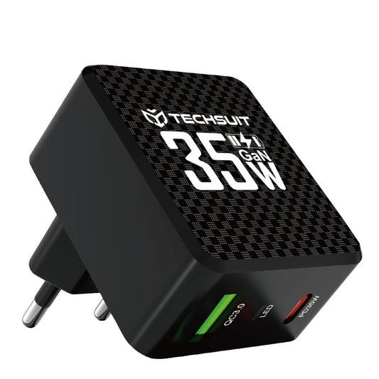 Ładowarka sieciowa Techsuit CHPD173 Tiny, 35W, 3A, 1 x USB-A - 1 x USB-C, Czarny